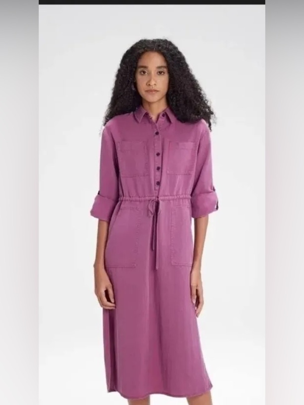 A New Day Women's Plum Collared Midi Side Pockets Shirtdress Small NWT